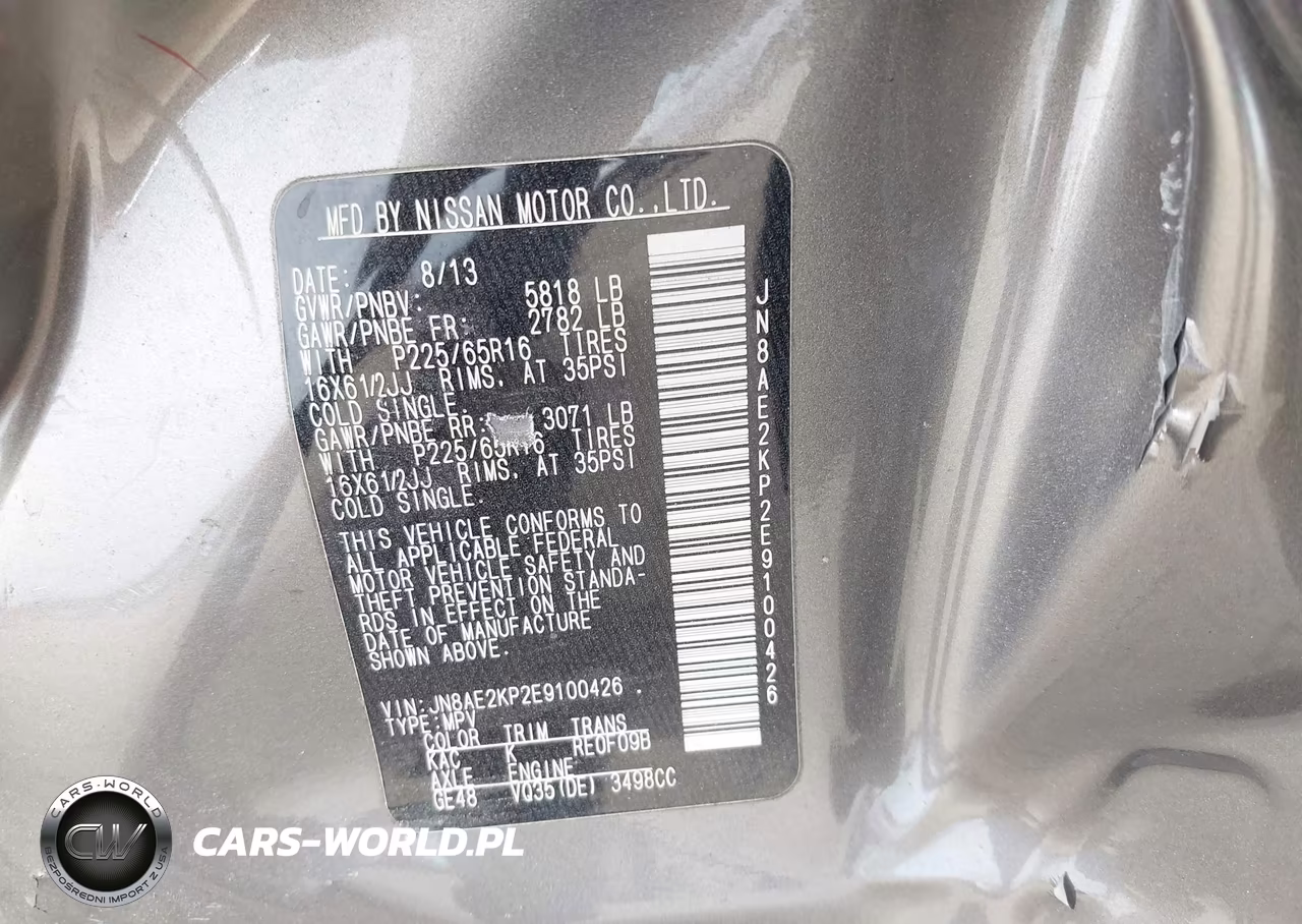 2014 Nissan Quest S VIN:JN8AE2KP2E9100426 - 9