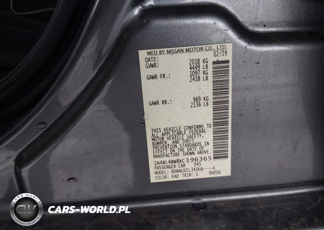 2019 Nissan Altima 2.5 S VIN:1N4BL4BW8KC196365 - 9