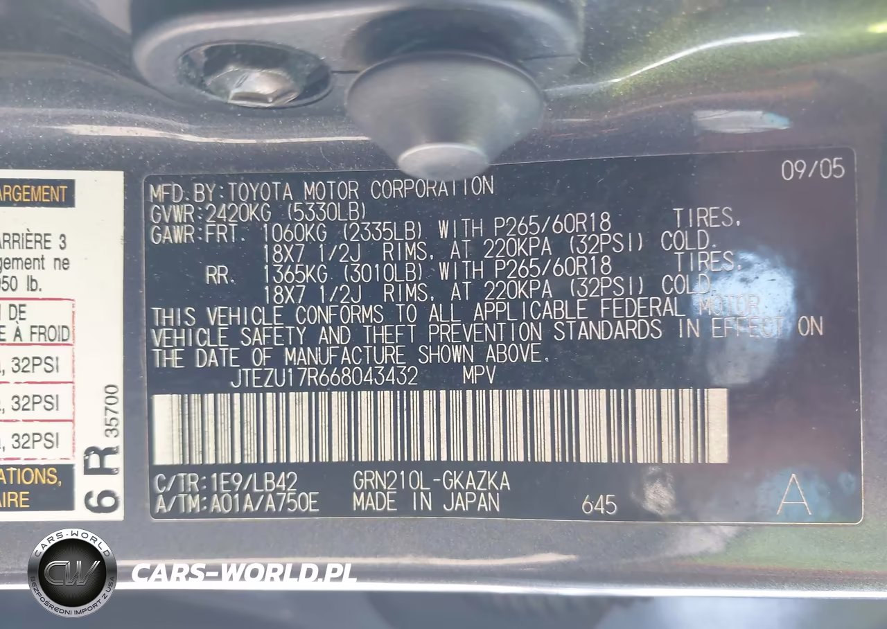 2006 Toyota 4Runner Limited V6 VIN:JTEZU17R668043432 - 9