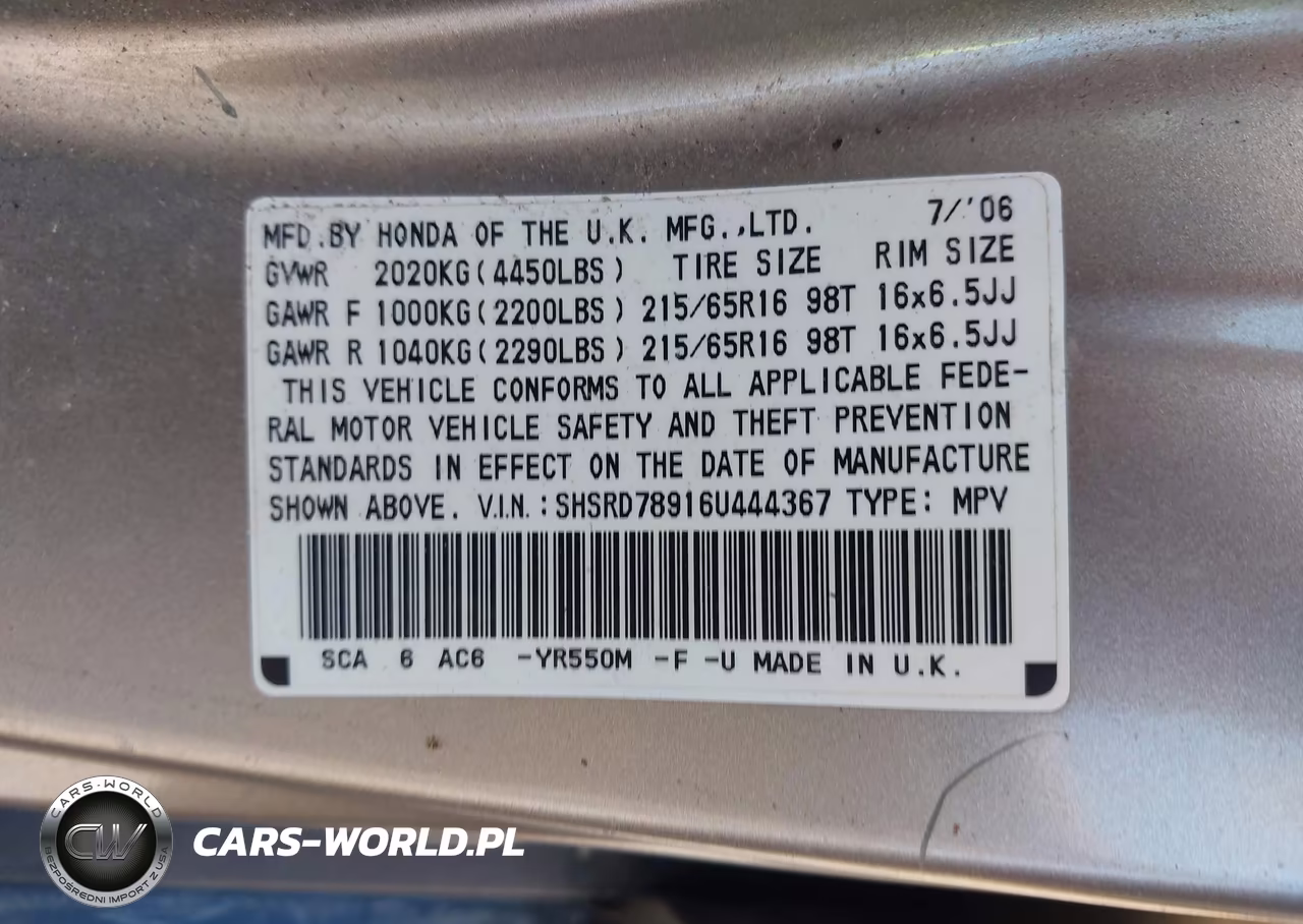 2006 Honda Cr-V Se VIN:SHSRD78916U444367 - 9