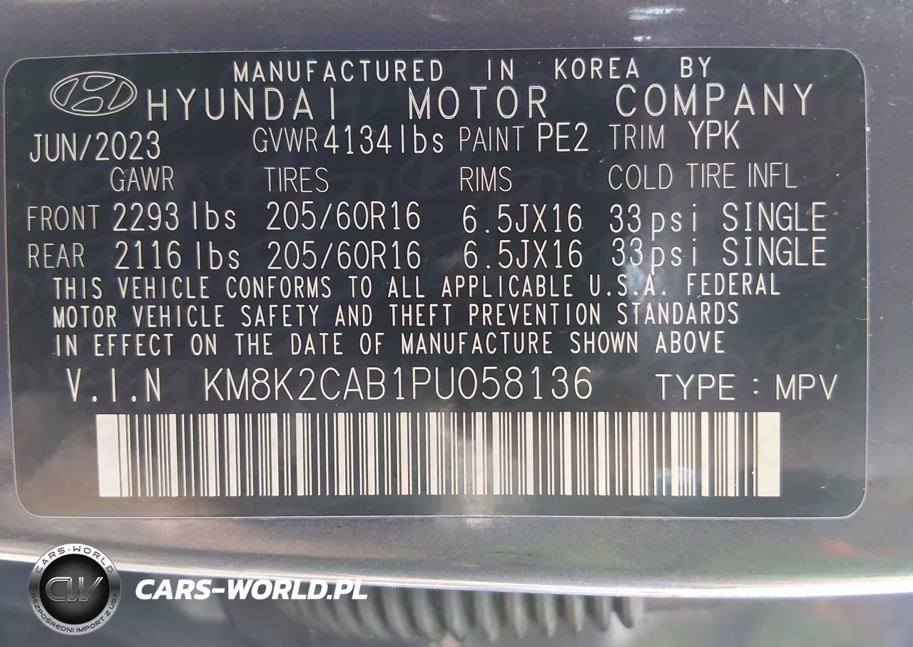 2023 Hyundai Kona Se VIN:KM8K2CAB1PU058136 - 9