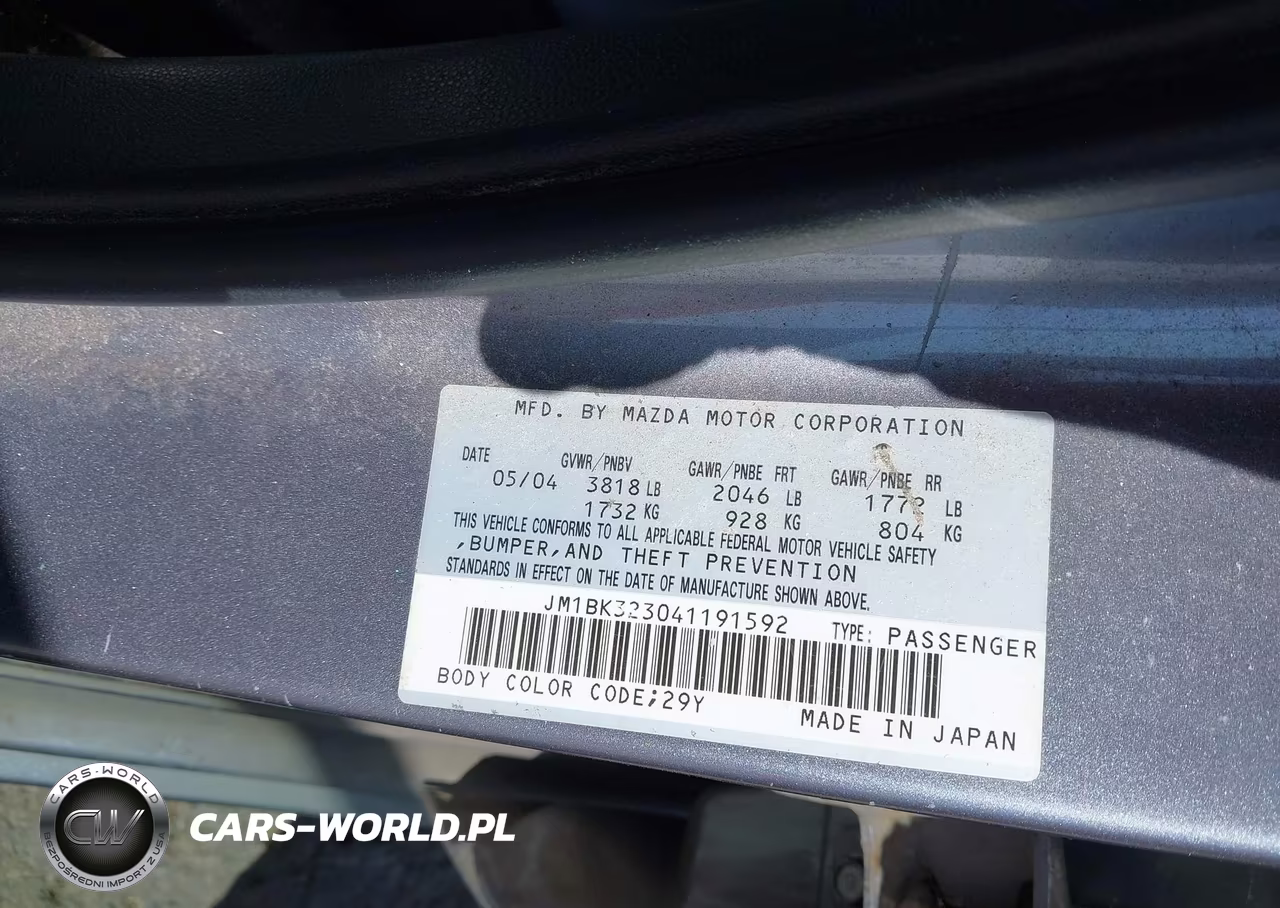 2004 Mazda Mazda3 S VIN:JM1BK323041191592 - 9