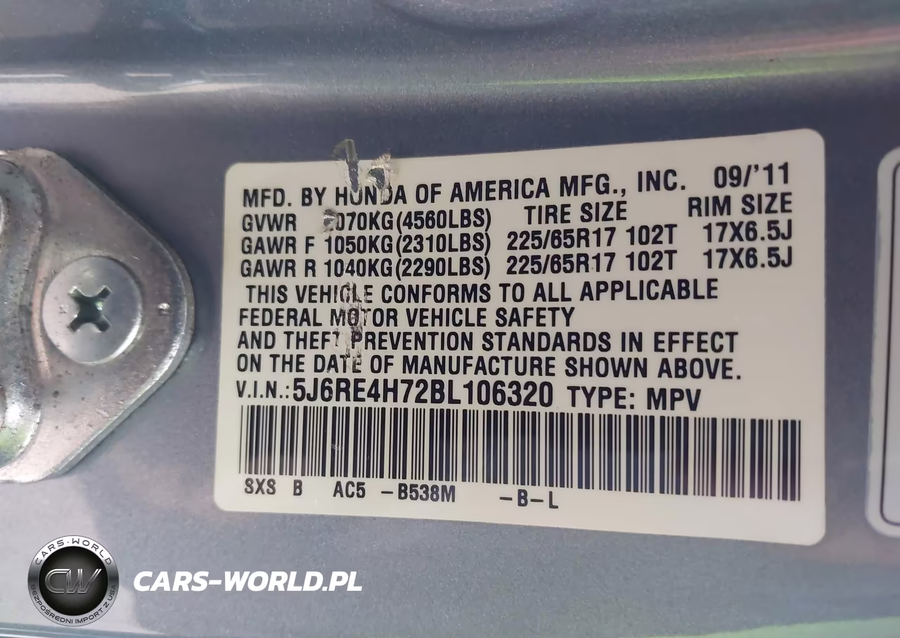 2011 Honda Cr-V Ex-L VIN:5J6RE4H72BL106320 - 9