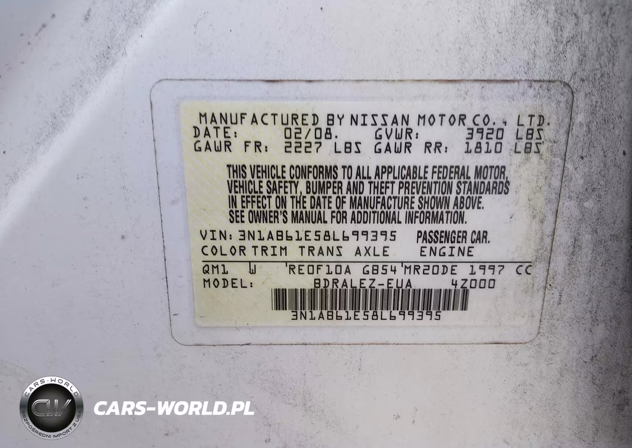 2008 Nissan Sentra 2.0S VIN:3N1AB61E58L699395 - 9