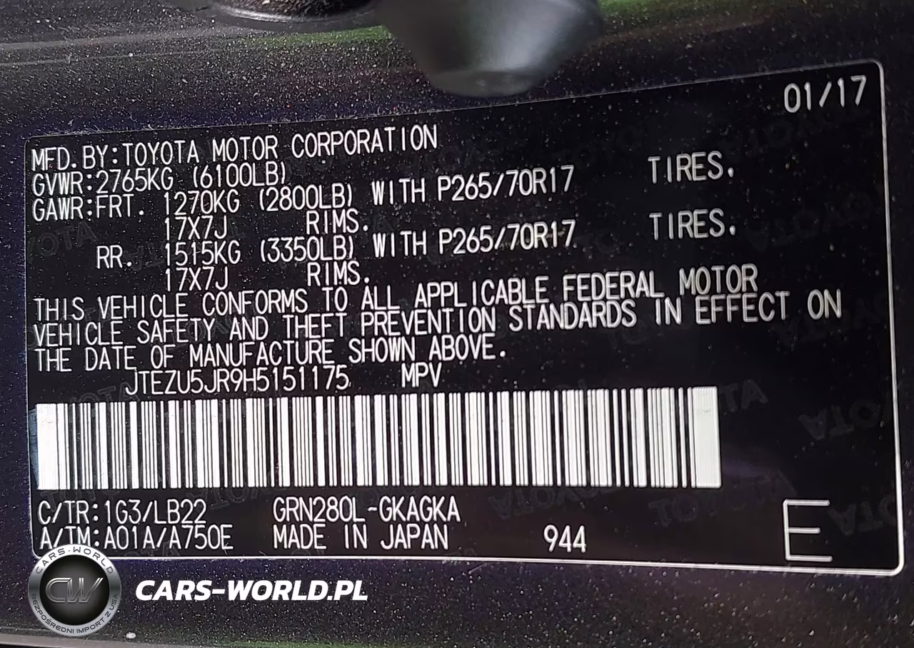 2017 Toyota 4Runner Sr5 Premium VIN:JTEZU5JR9H5151175 - 9