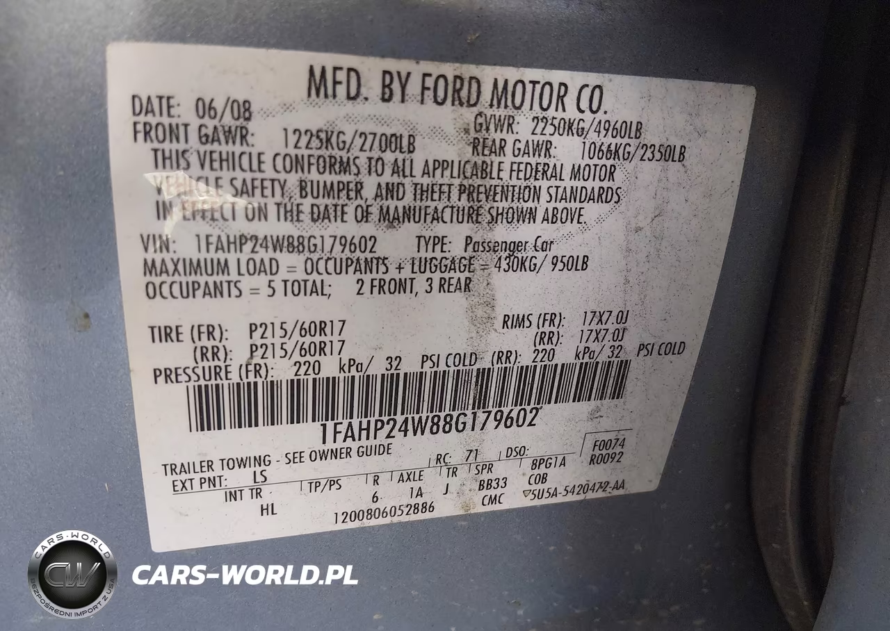 2008 Ford Taurus Sel VIN:1FAHP24W88G179602 - 9