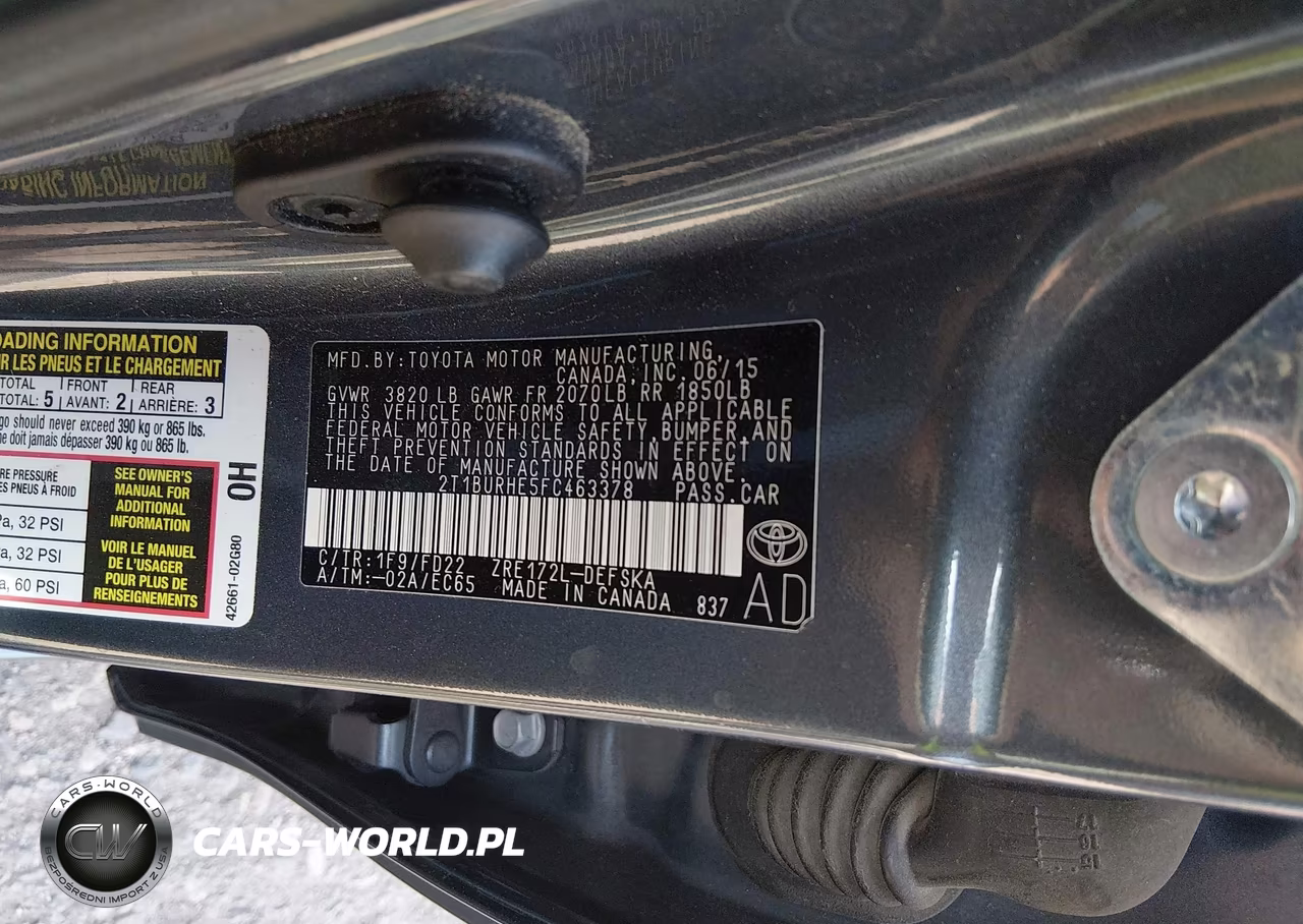 2015 Toyota Corolla S Plus VIN:2T1BURHE5FC463378 - 9