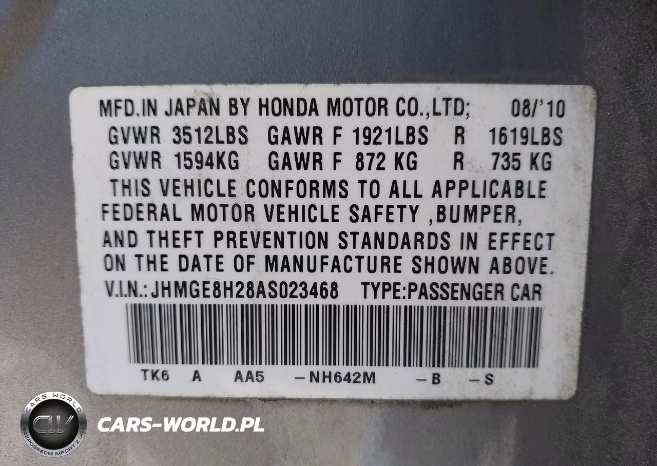 2010 Honda Fit VIN:JHMGE8H28AS023468 - 9