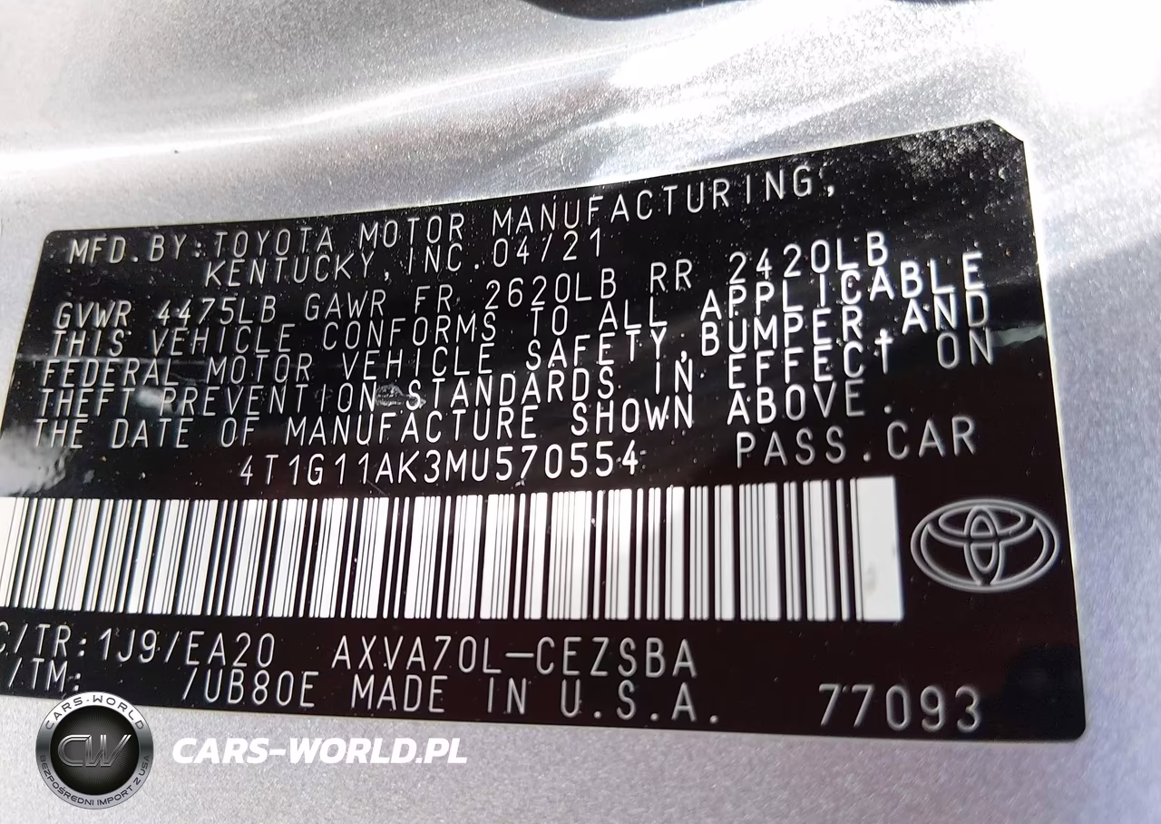 2021 Toyota Camry Se VIN:4T1G11AK3MU570554 - 9