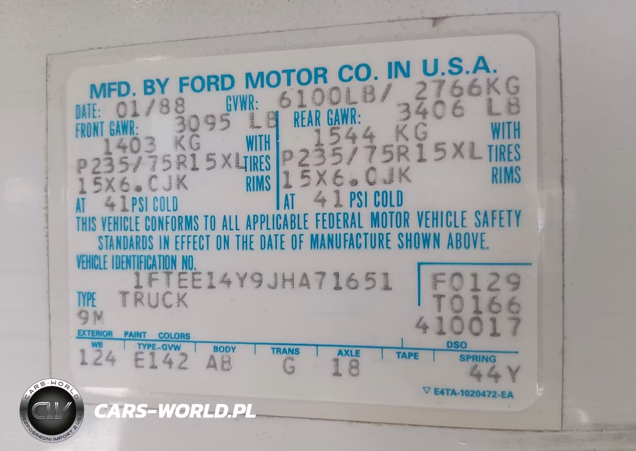 1988 Ford Econoline E150 Van VIN:1FTEE14Y9JHA71651 - 9