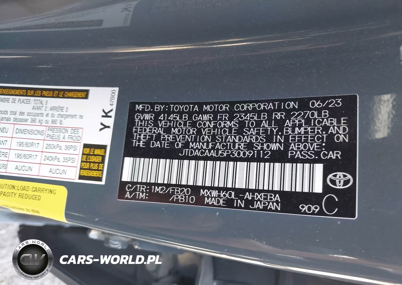 2023 Toyota Prius Le VIN:JTDACAAU5P3009112 - 9