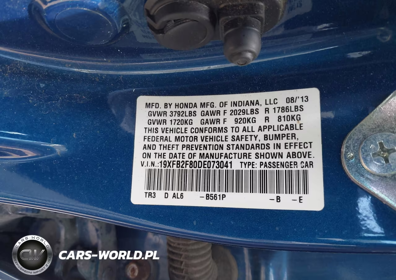 2013 Honda Civic Ex VIN:19XFB2F80DE073041 - 9