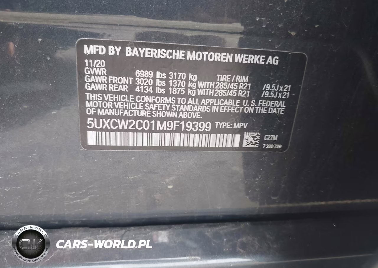2021 BMW X7 xDrive40I VIN:5UXCW2C01M9F19399 - 9