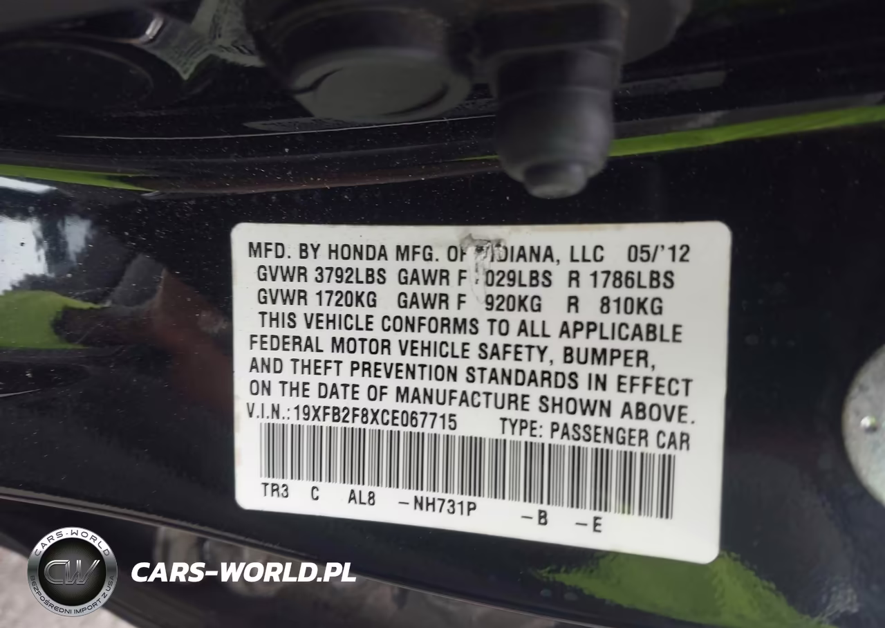 2012 Honda Civic Ex VIN:19XFB2F8XCE067715 - 9
