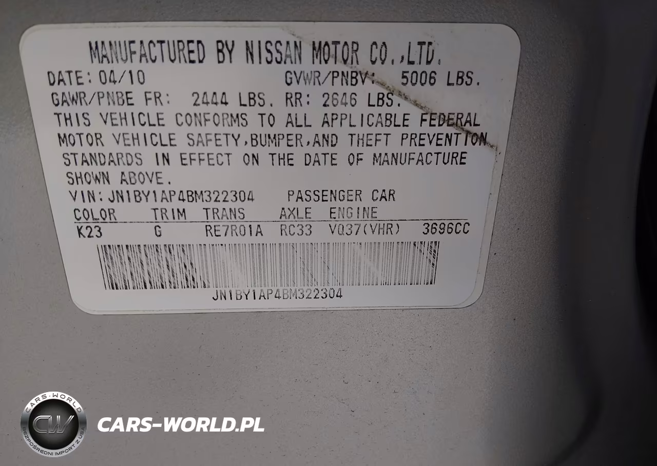 2011 Infiniti M37 VIN:JN1BY1AP4BM322304 - 9