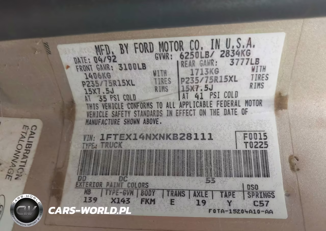 1992 Ford F150 VIN:1FTEX14NXNKB28111 - 9