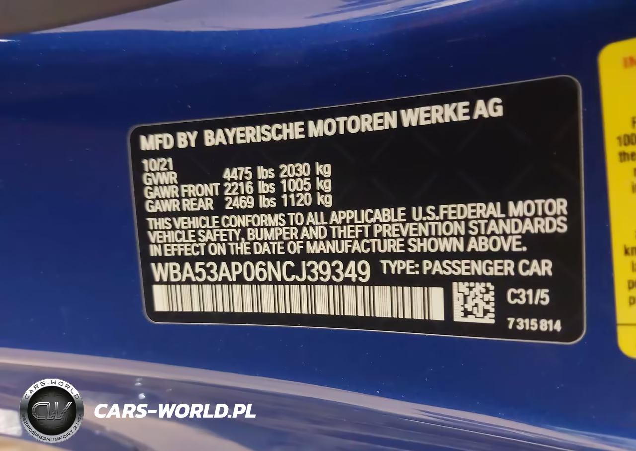 2022 BMW 430I VIN:WBA53AP06NCJ39349 - 9