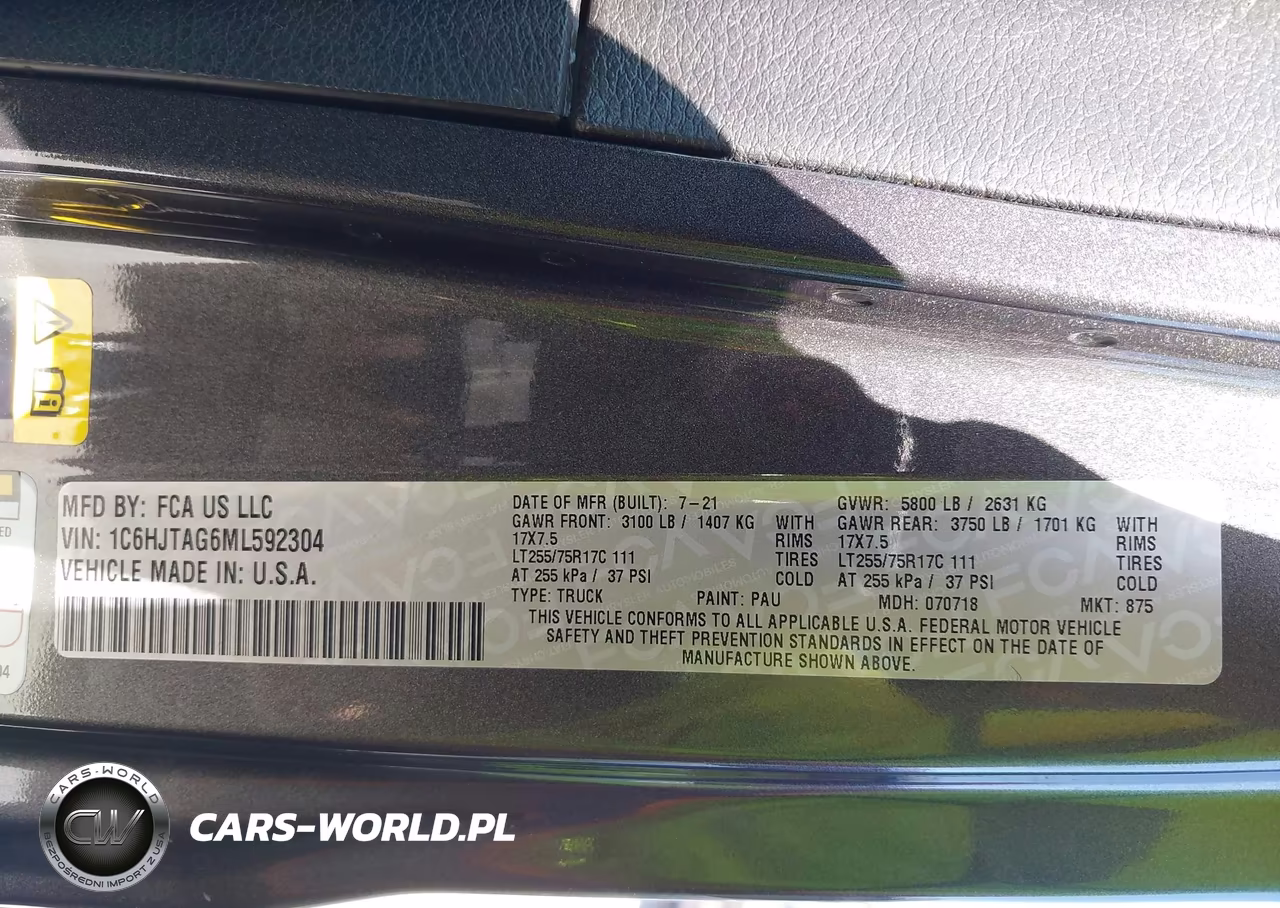 2021 Jeep Gladiator Willys 4X4 VIN:1C6HJTAG6ML592304 - 9