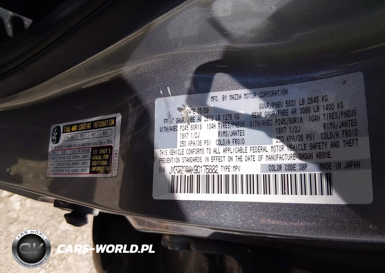 2009 Mazda Cx-9 Touring VIN:JM3TB28AX90176882 - 9