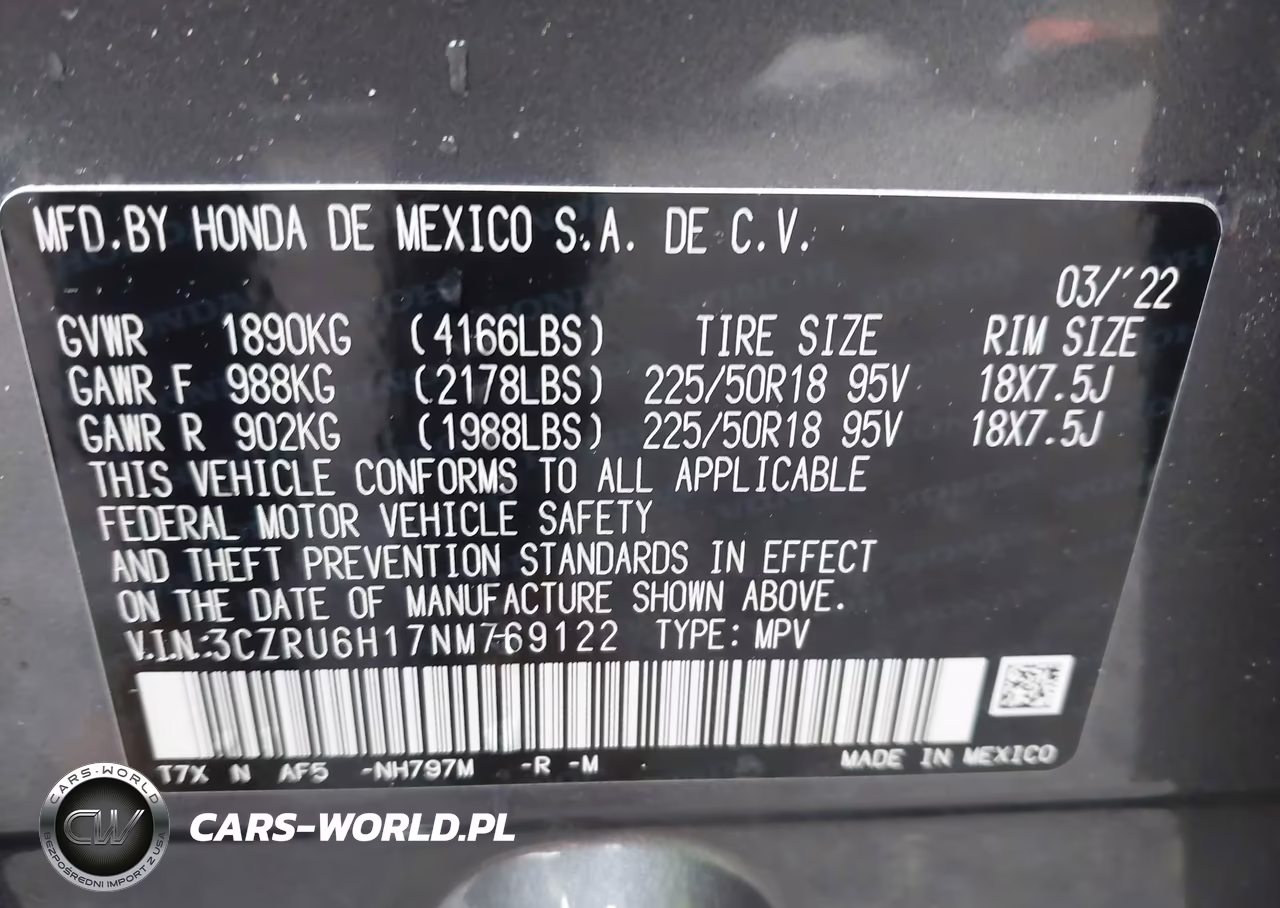 2022 Honda Hr-V Awd Sport VIN:3CZRU6H17NM769122 - 9
