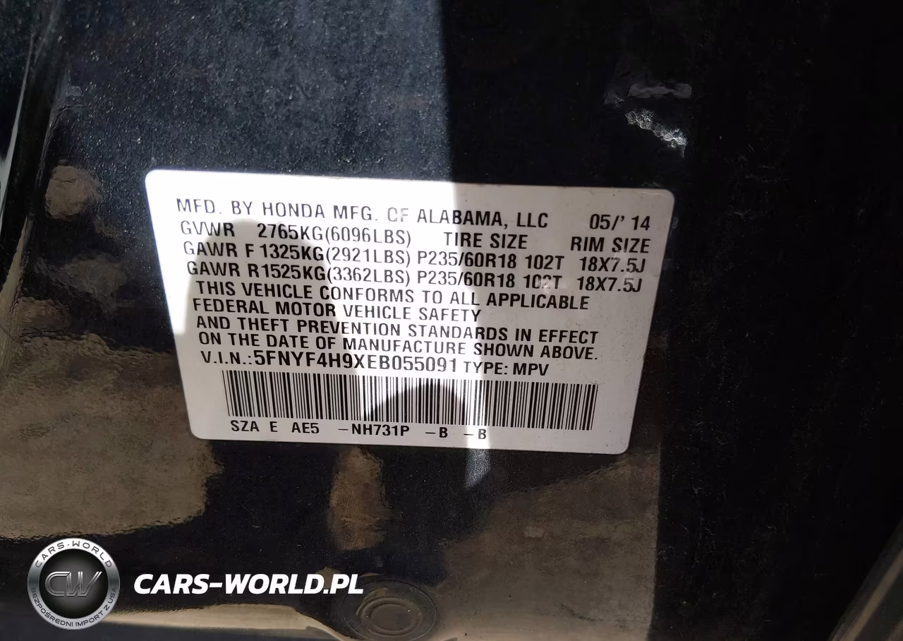 2014 Honda Pilot Touring VIN:5FNYF4H9XEB055091 - 9