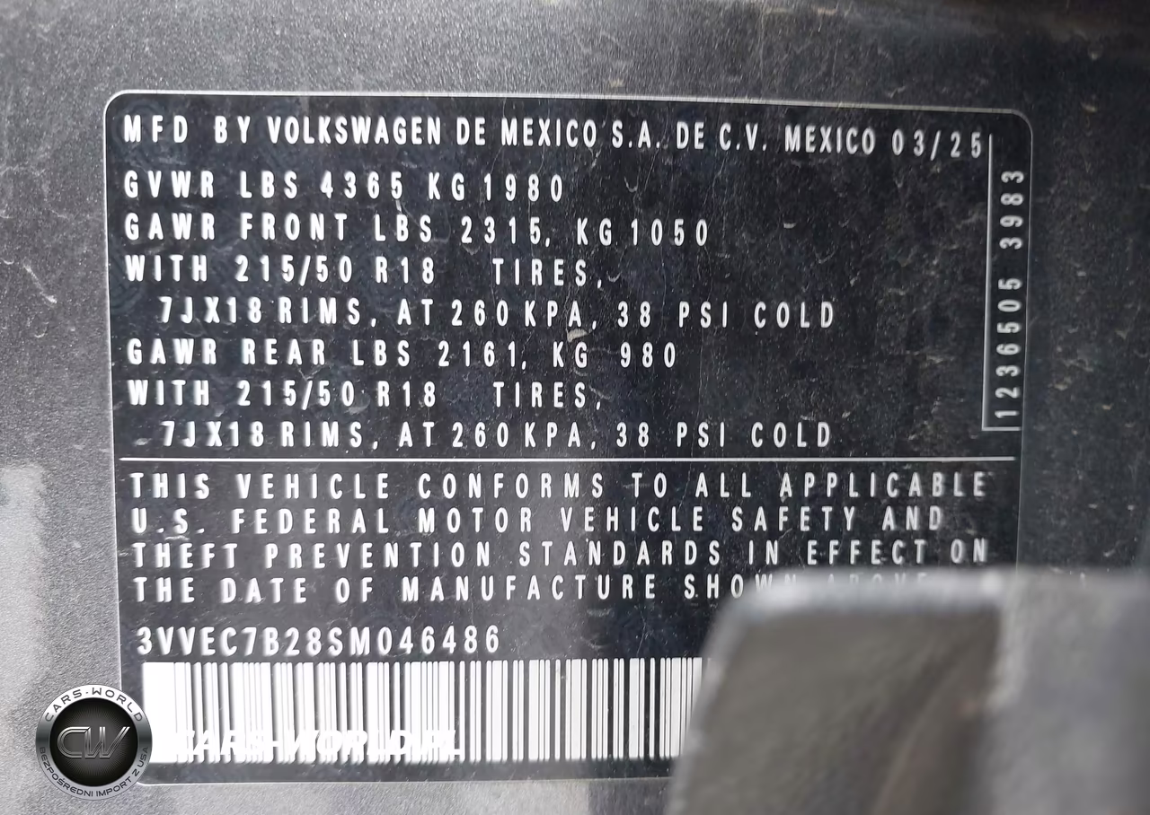 2025 Volkswagen Taos 1.5T Se VIN:3VVEC7B28SM046486 - 9