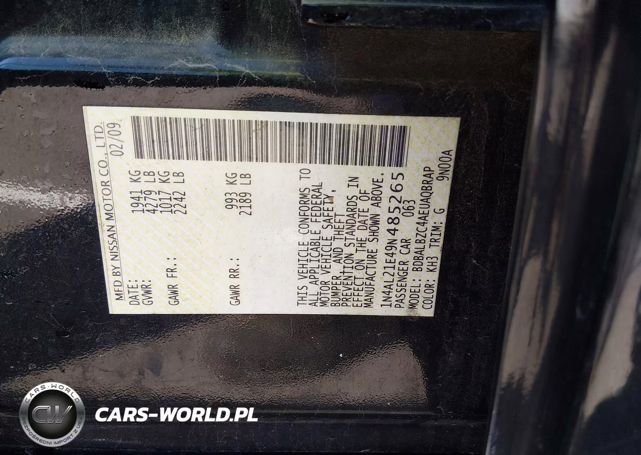 2009 Nissan Altima 2.5 S VIN:1N4AL21E49N485265 - 9