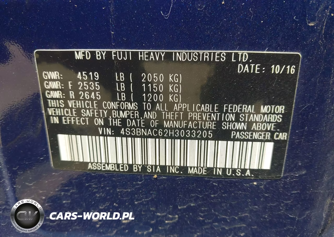 2017 Subaru Legacy 2.5I Premium VIN:4S3BNAC62H3033205 - 9