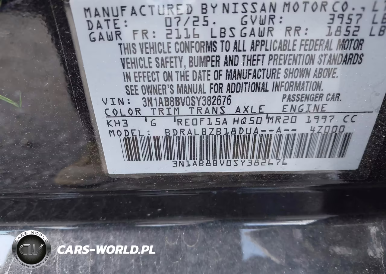 2025 Nissan Sentra S VIN:3N1AB8BV0SY382676 - 9