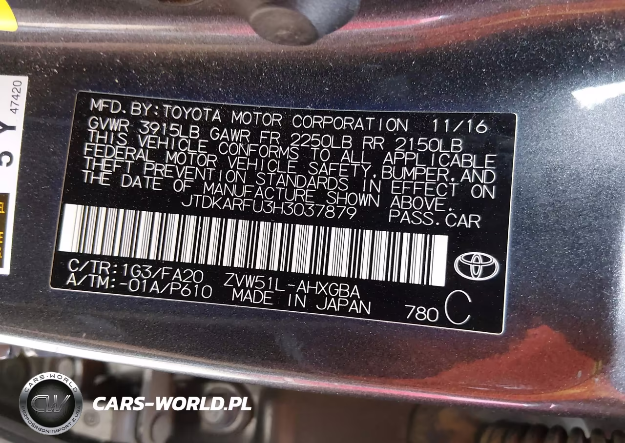 2017 Toyota Prius Three VIN:JTDKARFU3H3037879 - 9