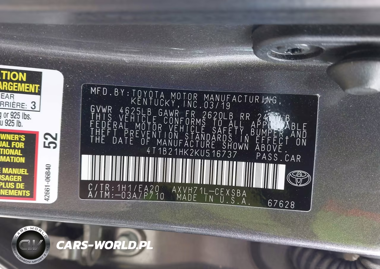 2019 Toyota Camry Hybrid Se VIN:4T1B21HK2KU516737 - 9