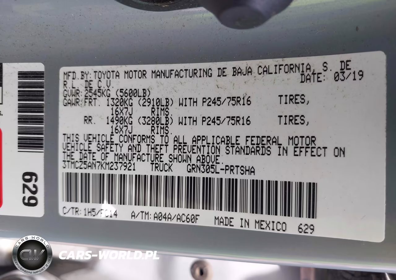 2019 Toyota Tacoma Sr5 V6 VIN:3TMCZ5AN7KM237921 - 9