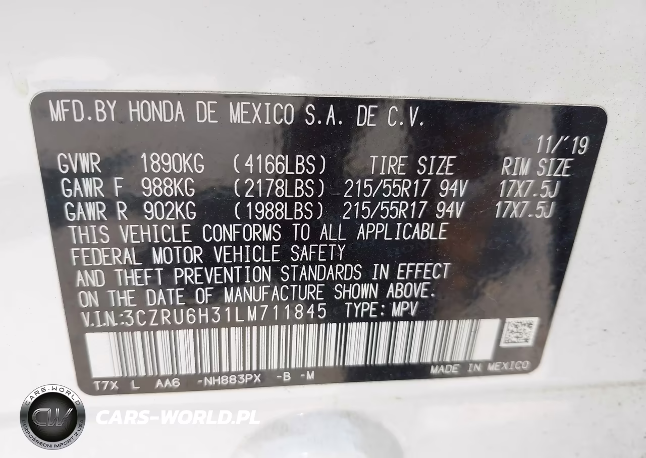 2020 Honda Hr-V Awd Lx VIN:3CZRU6H31LM711845 - 9