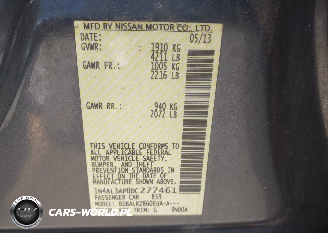 2013 Nissan Altima 2.5 S VIN:1N4AL3AP0DC277461 - 9