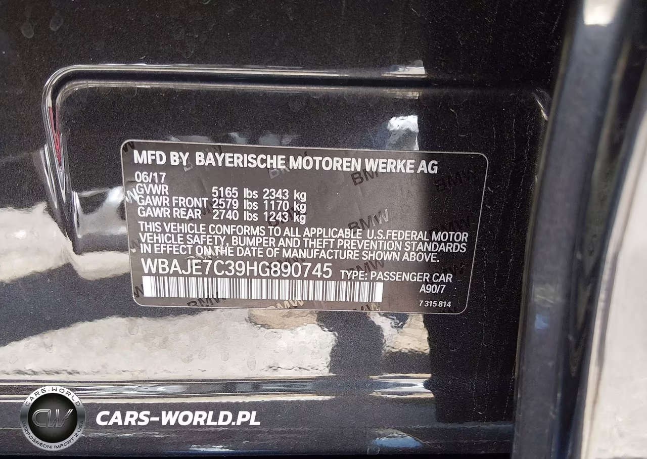 2017 BMW 540I xDrive VIN:WBAJE7C39HG890745 - 9