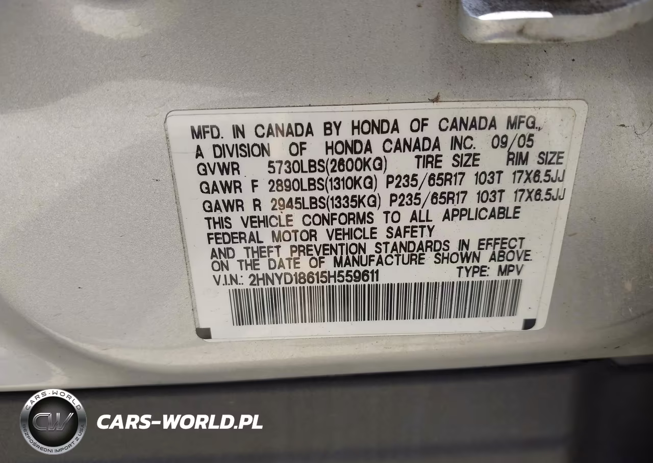 2005 Acura Mdx VIN:2HNYD18615H559611 - 9