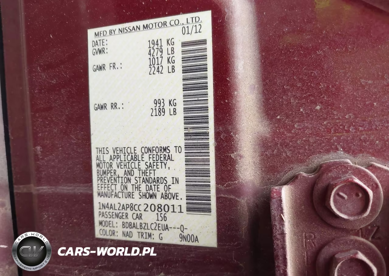 2012 Nissan Altima 2.5 S VIN:1N4AL2AP8CC208011 - 9