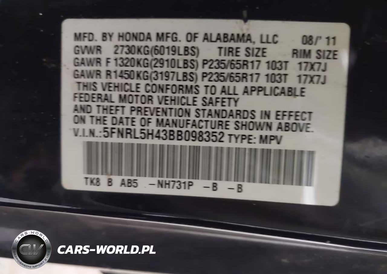 2011 Honda Odyssey Ex VIN:5FNRL5H43BB098352 - 9