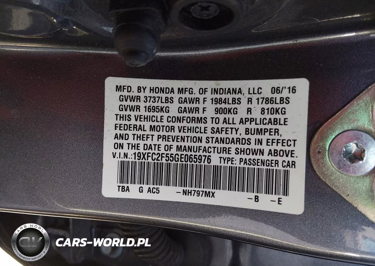 2016 Honda Civic Lx VIN:19XFC2F55GE065976 - 9