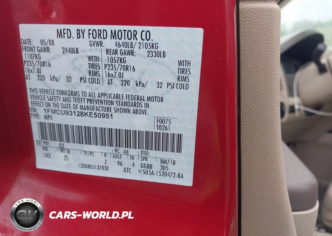 2008 Ford Escape Xlt VIN:1FMCU93128KE50951 - 9