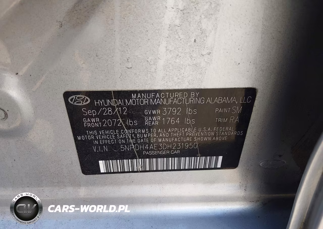 2013 Hyundai Elantra Limited VIN:5NPDH4AE3DH231950 - 9