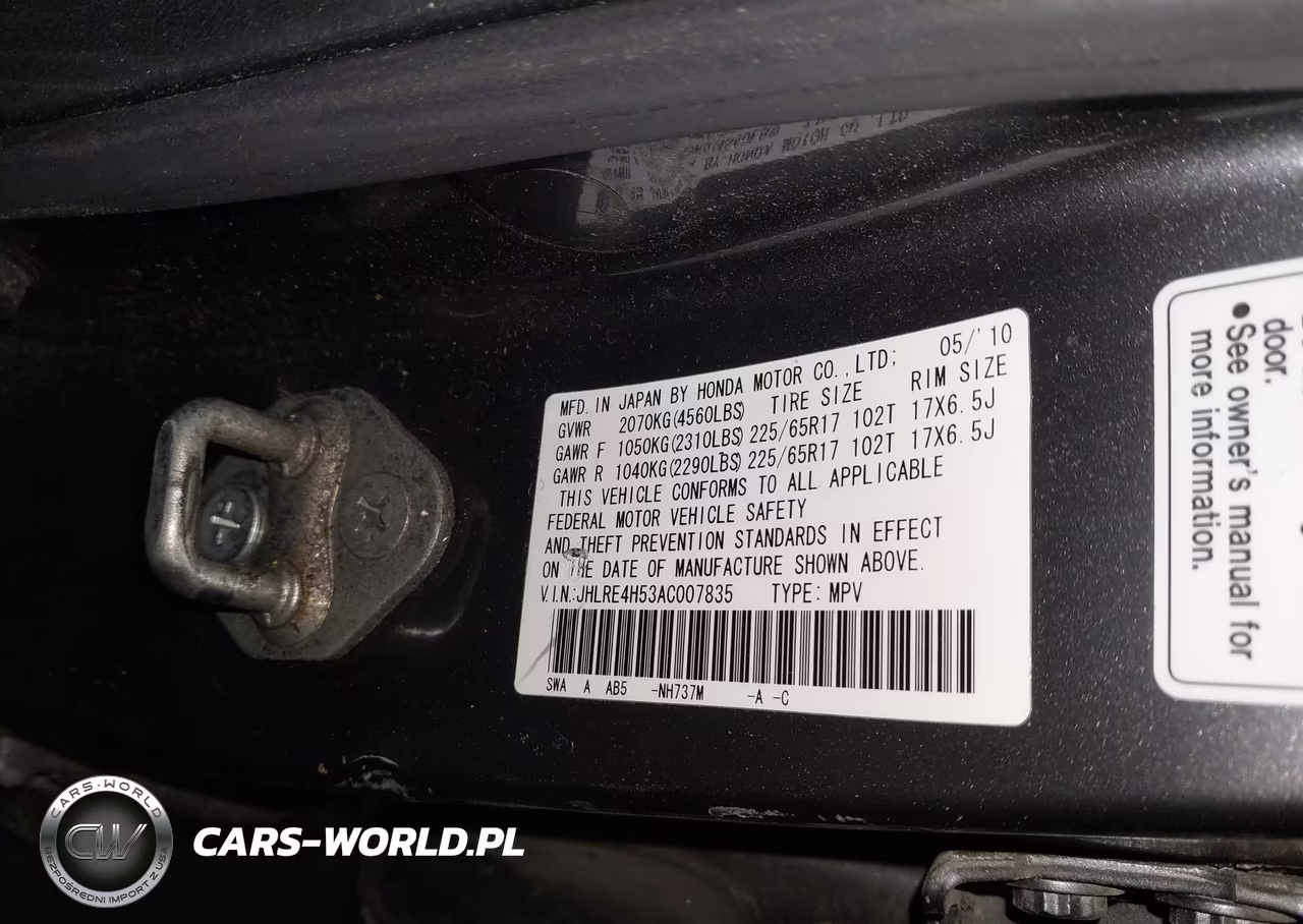 2010 Honda Cr-V Ex VIN:JHLRE4H53AC007835 - 9