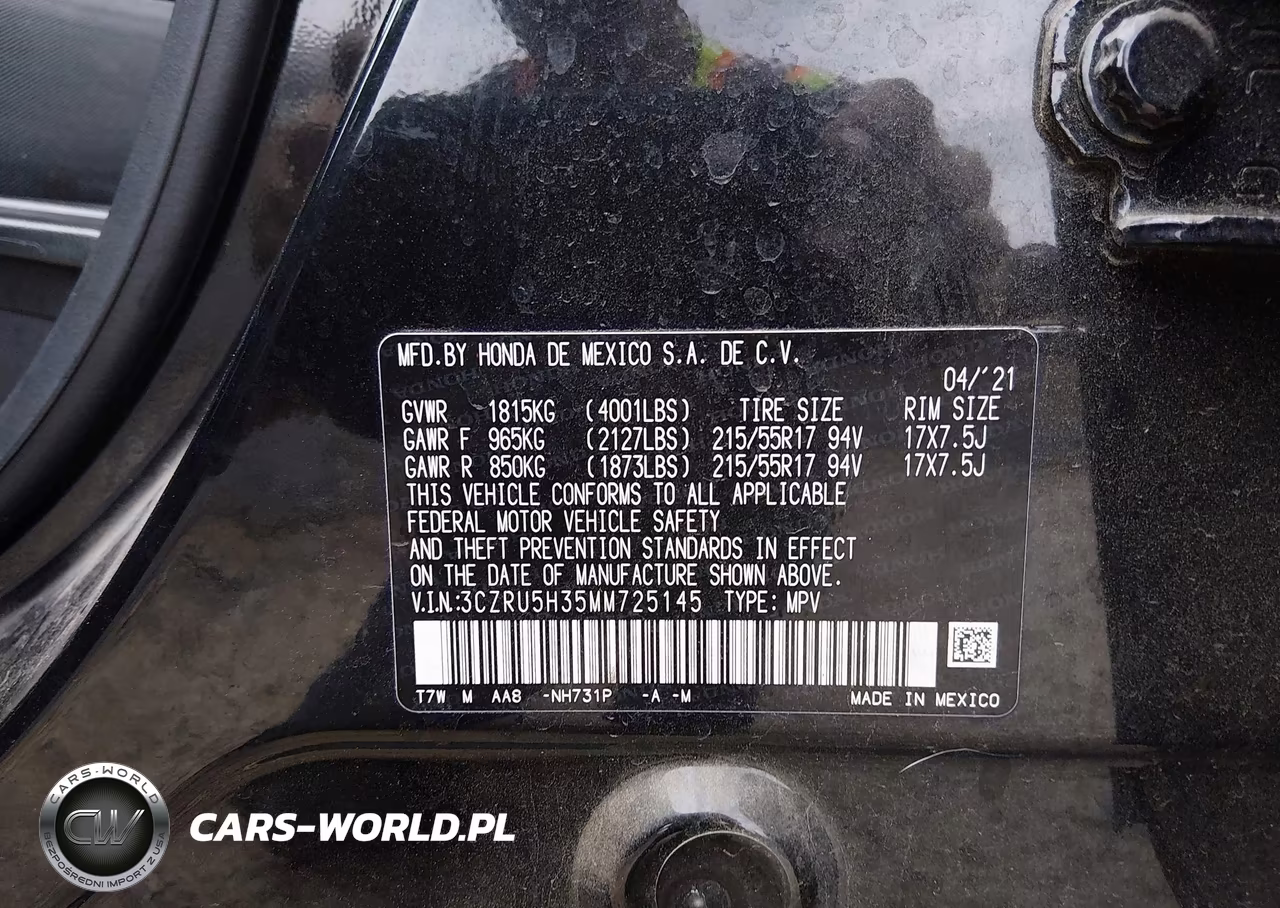 2021 Honda Hr-V 2Wd Lx VIN:3CZRU5H35MM725145 - 9