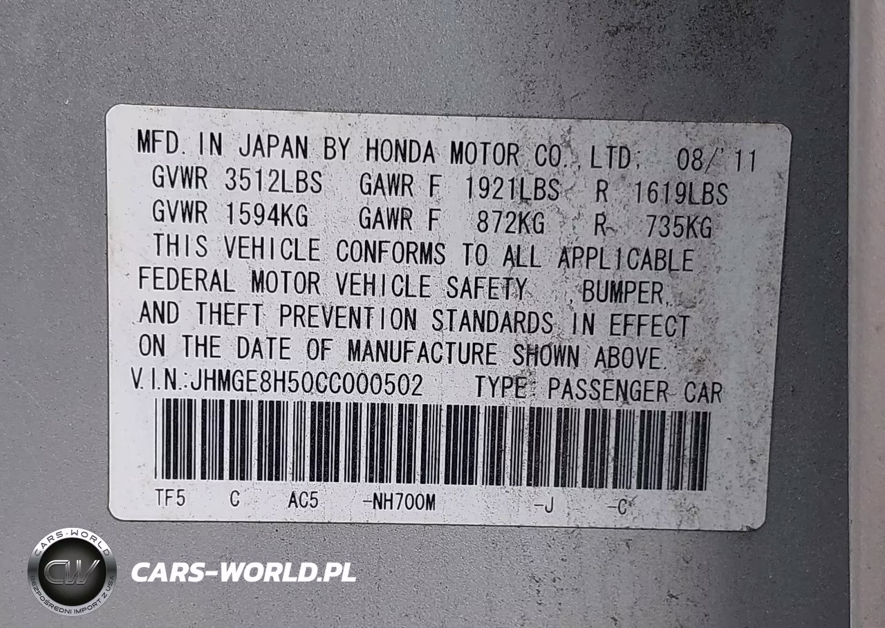 2012 Honda Fit Sport VIN:JHMGE8H50CC000502 - 9
