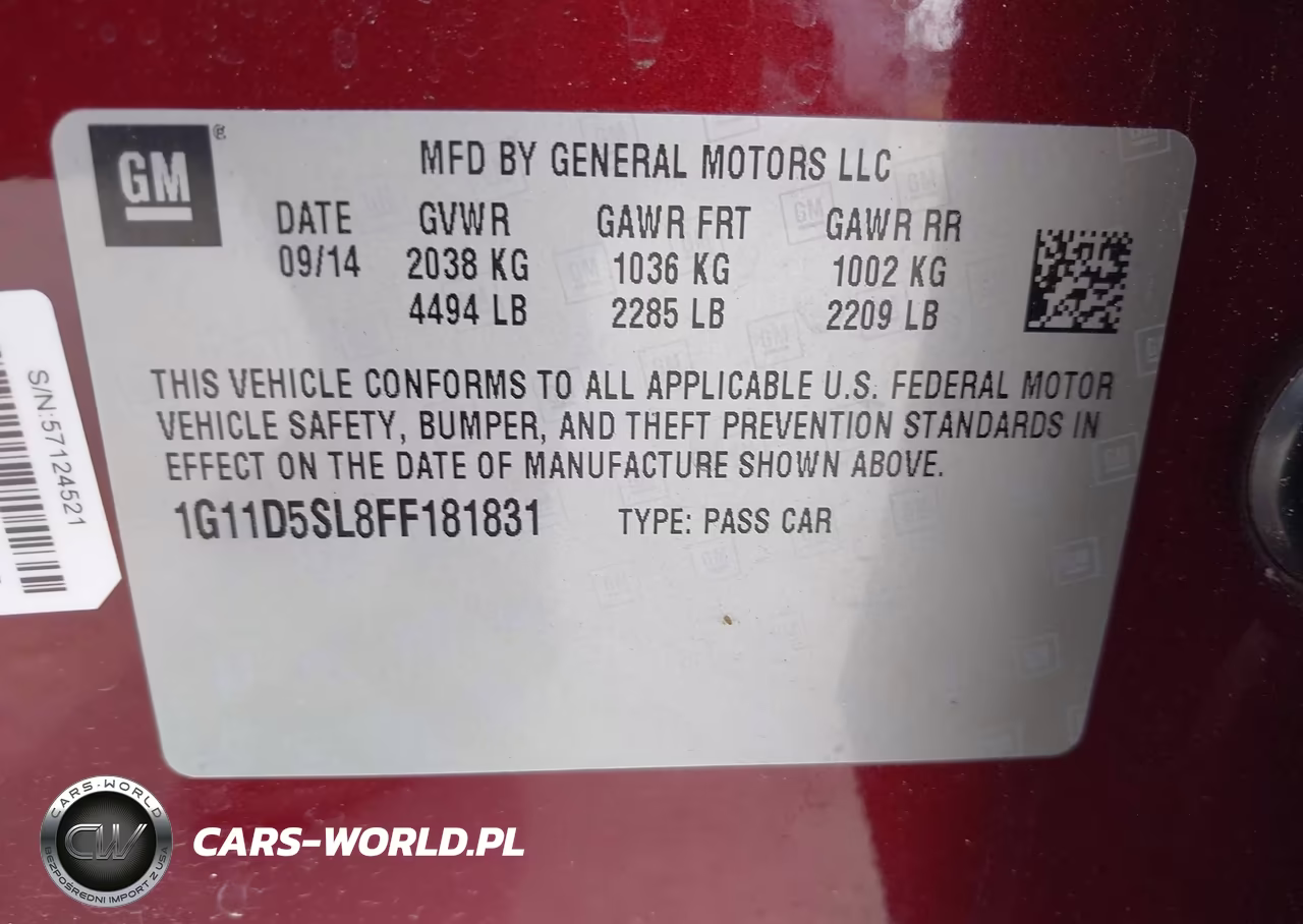 2015 Chevrolet Malibu 2Lt VIN:1G11D5SL8FF181831 - 9