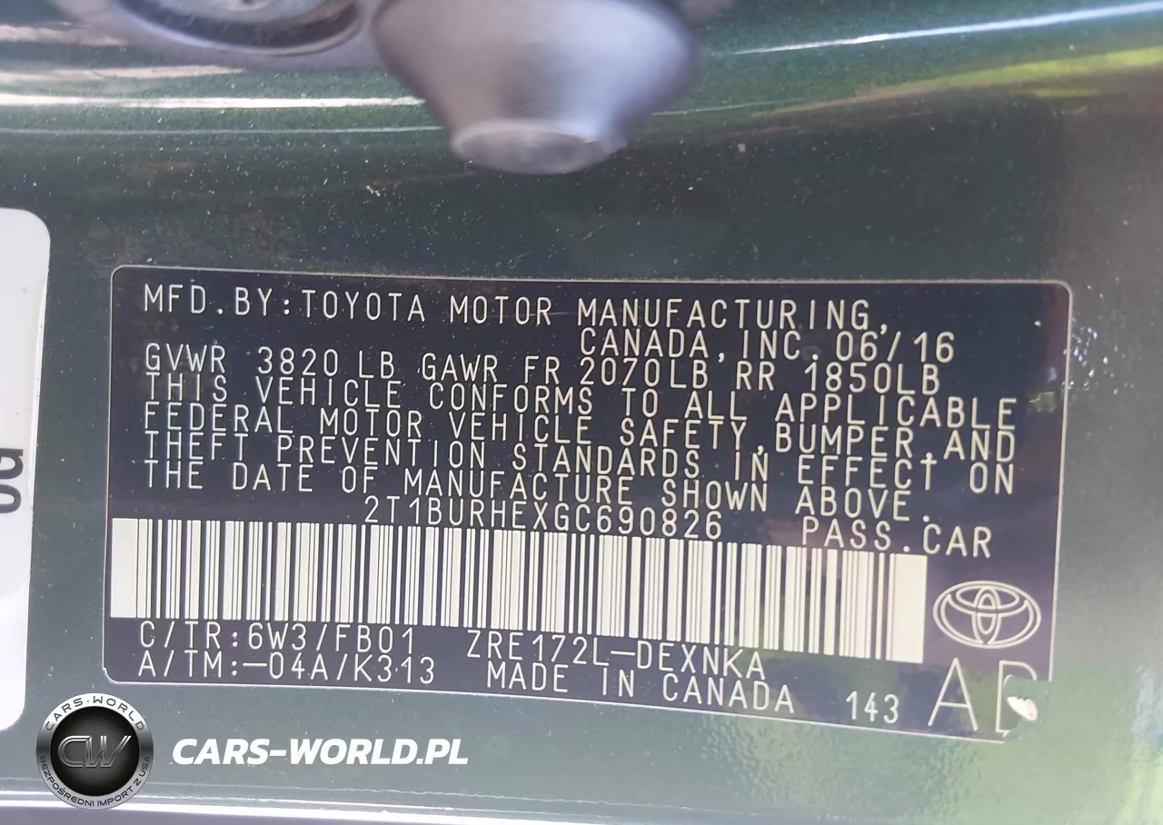 2016 Toyota Corolla Le VIN:2T1BURHEXGC690826 - 9