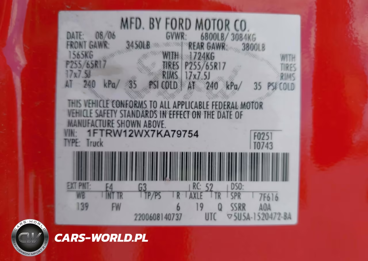2007 Ford F-150 Xlt VIN:1FTRW12WX7KA79754 - 9