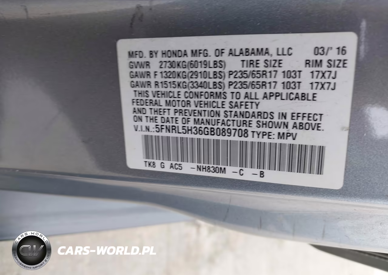 2016 Honda Odyssey Se VIN:5FNRL5H36GB089708 - 9