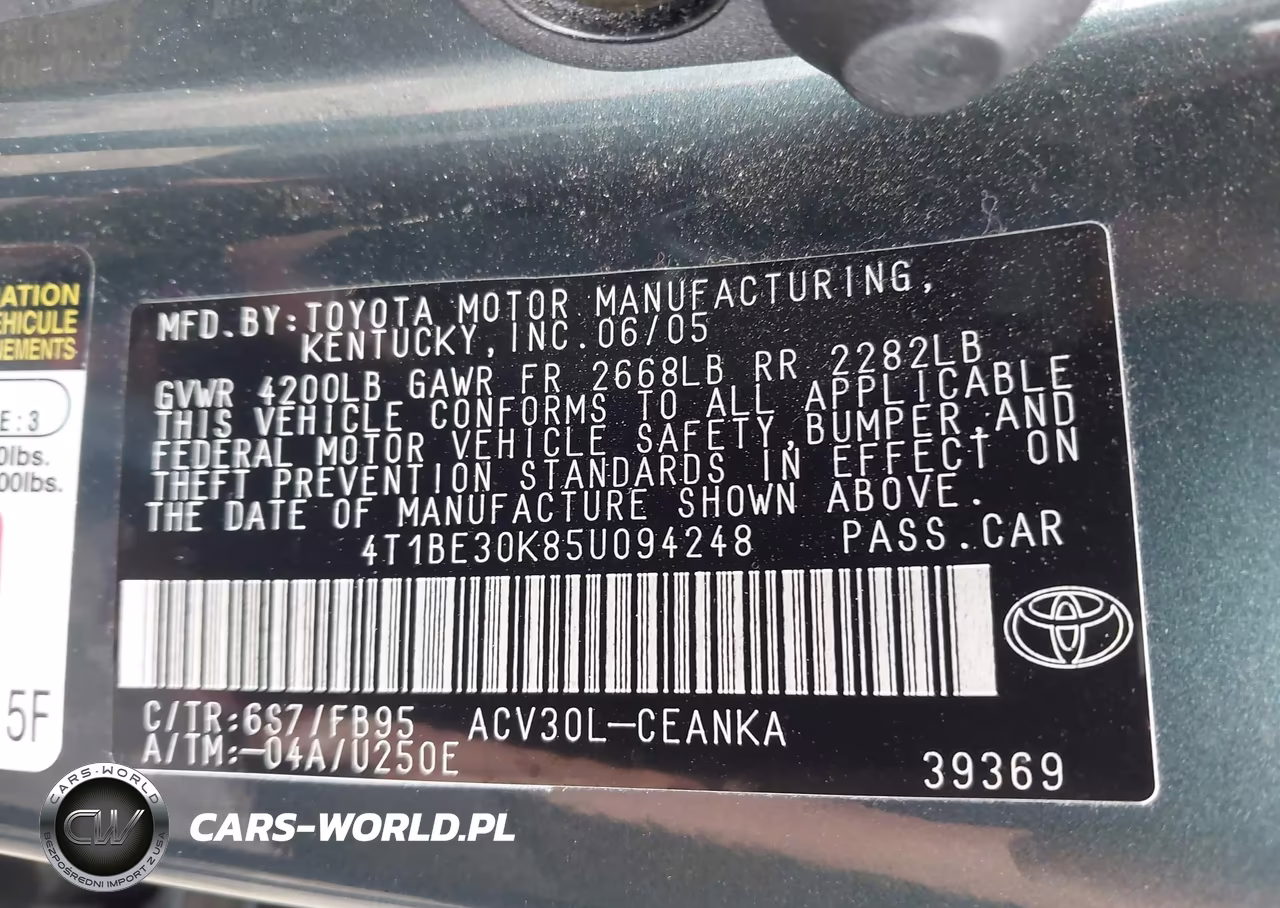 2005 Toyota Camry Le VIN:4T1BE30K85U094248 - 9