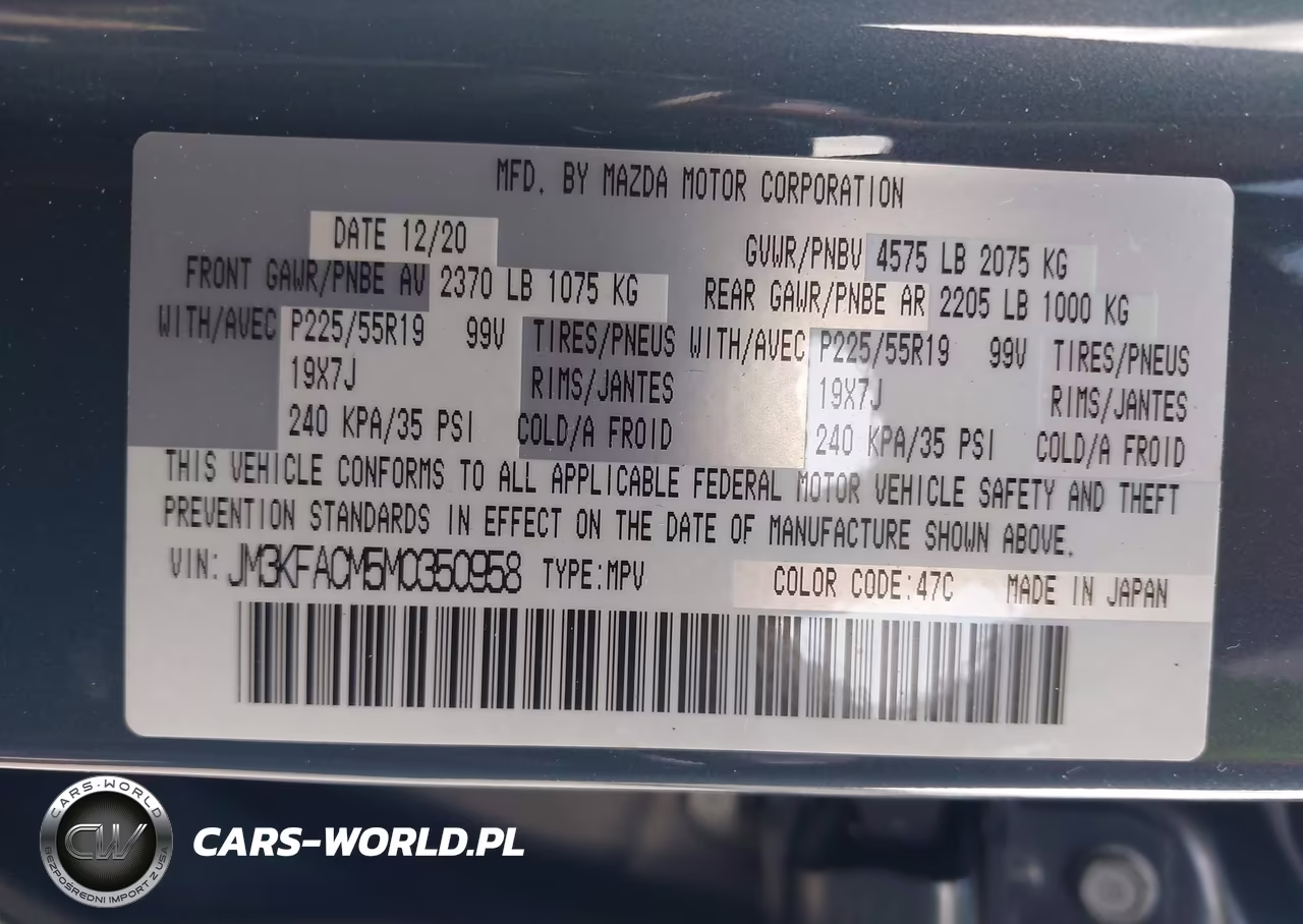 2021 Mazda Cx-5 Carbon Edition VIN:JM3KFACM5M0350958 - 9
